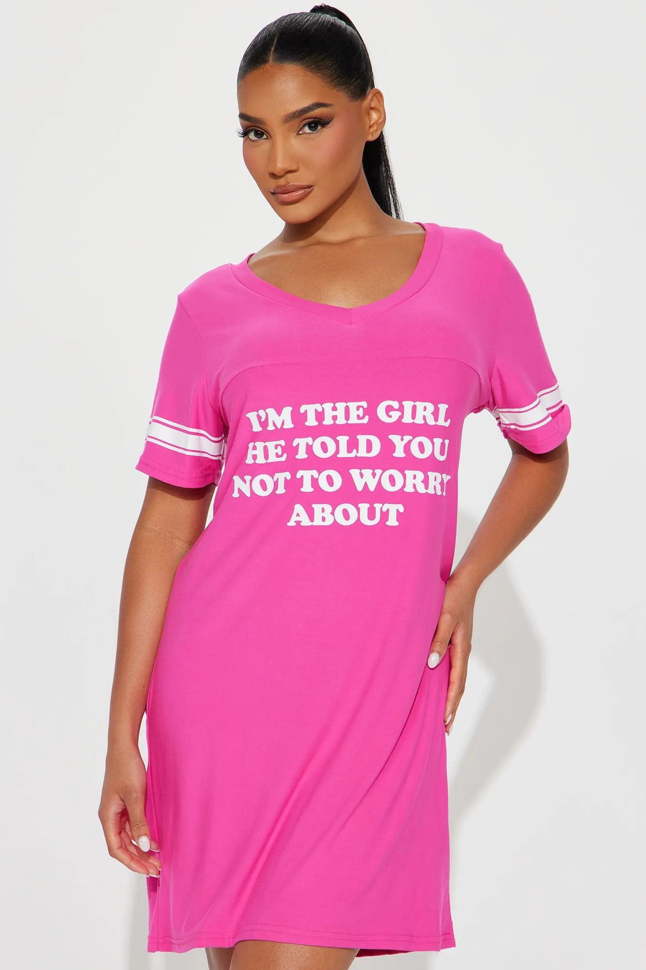 I'm That Girl PJ Sleep Shirt - Hot Pink sold by Fashion Nova