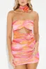 Lucy Mesh Mini Dress - Orange/combo sold by Fashion Nova