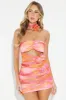Lucy Mesh Mini Dress - Orange/combo sold by Fashion Nova