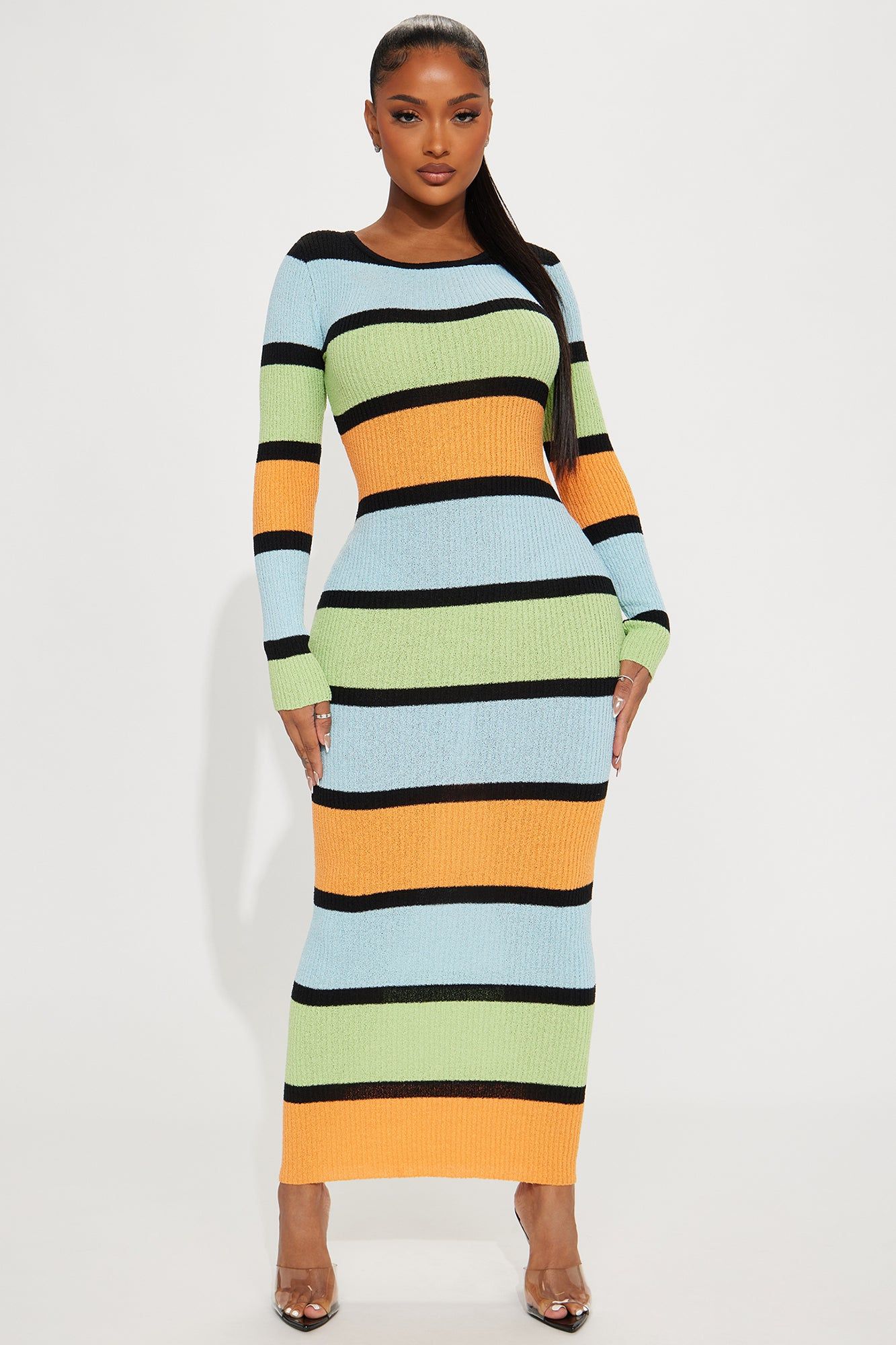 Chelsea Sweater Maxi Dress - Blue/combo sold by Fashion Nova