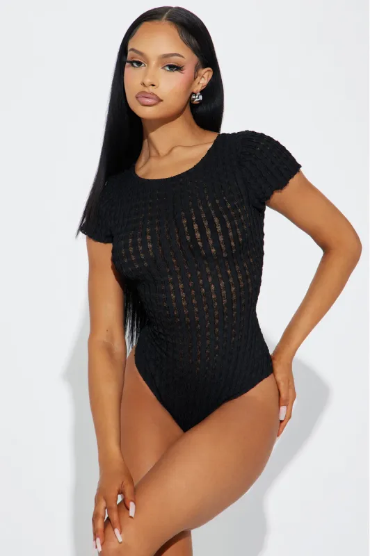 Claire Textured Bodysuit - Black sold by Fashion Nova