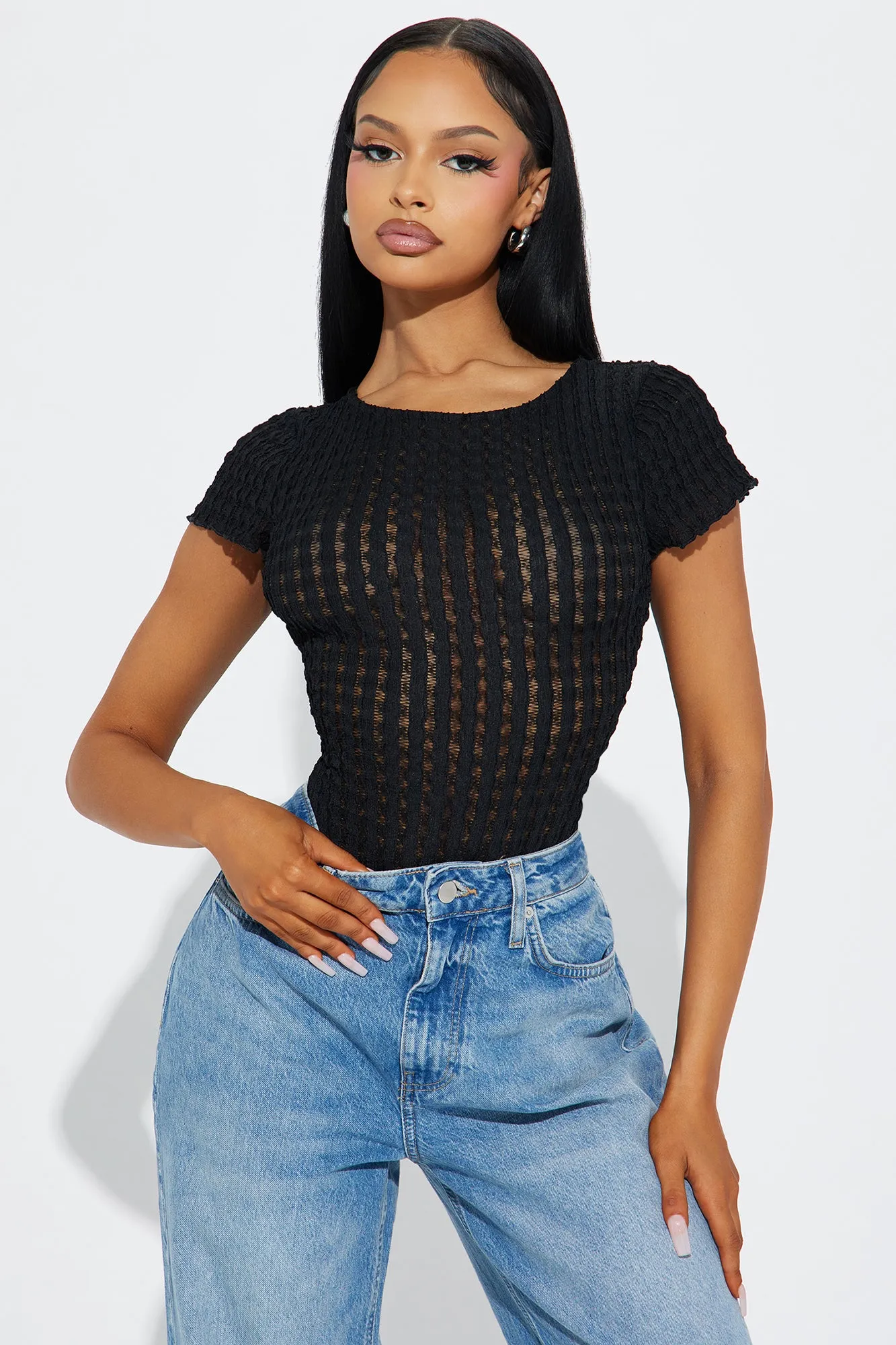 Claire Textured Bodysuit - Black sold by Fashion Nova product image thumbnail 2
