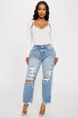 Status Symbol Straight Leg Ankle Jeans - Medium Wash sold by Fashion Nova