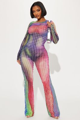Run It Back Mesh Jumpsuit  - Multi Color sold by Fashion Nova