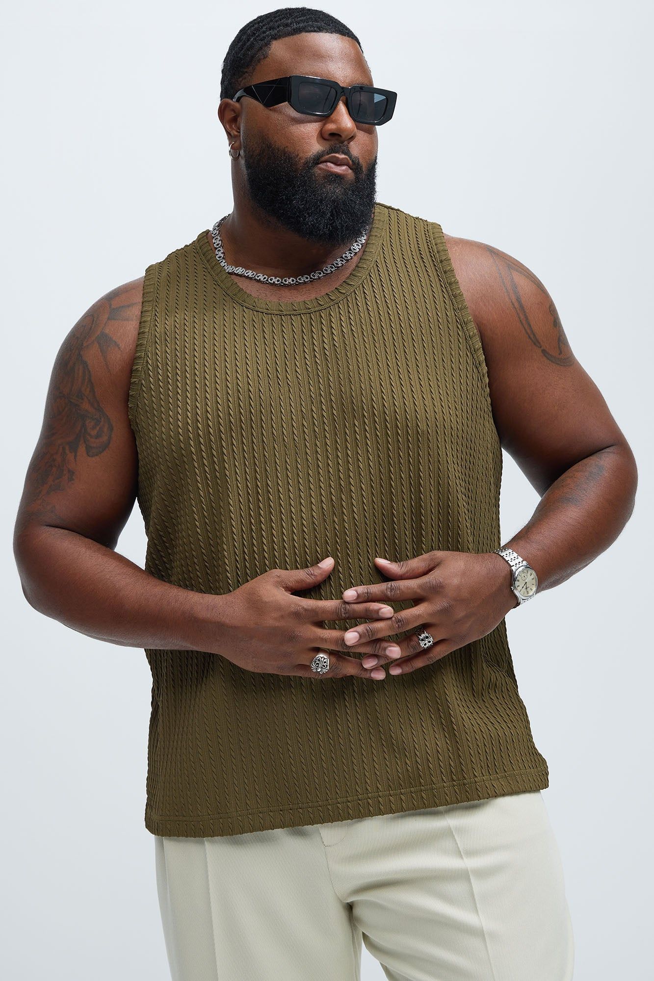 Rope Textured Tank - Olive sold by Fashion Nova product image thumbnail 5