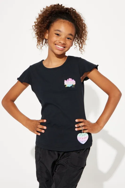 Mini Blessed Life Front/Back Tee With Keychain - Black/combo sold by Fashion Nova