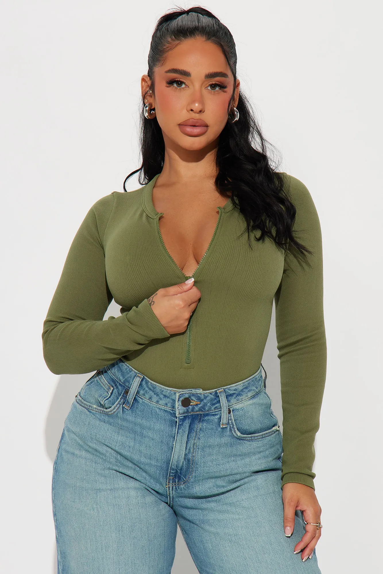 Serena Seamless Bodysuit - Olive sold by Fashion Nova product image thumbnail 3
