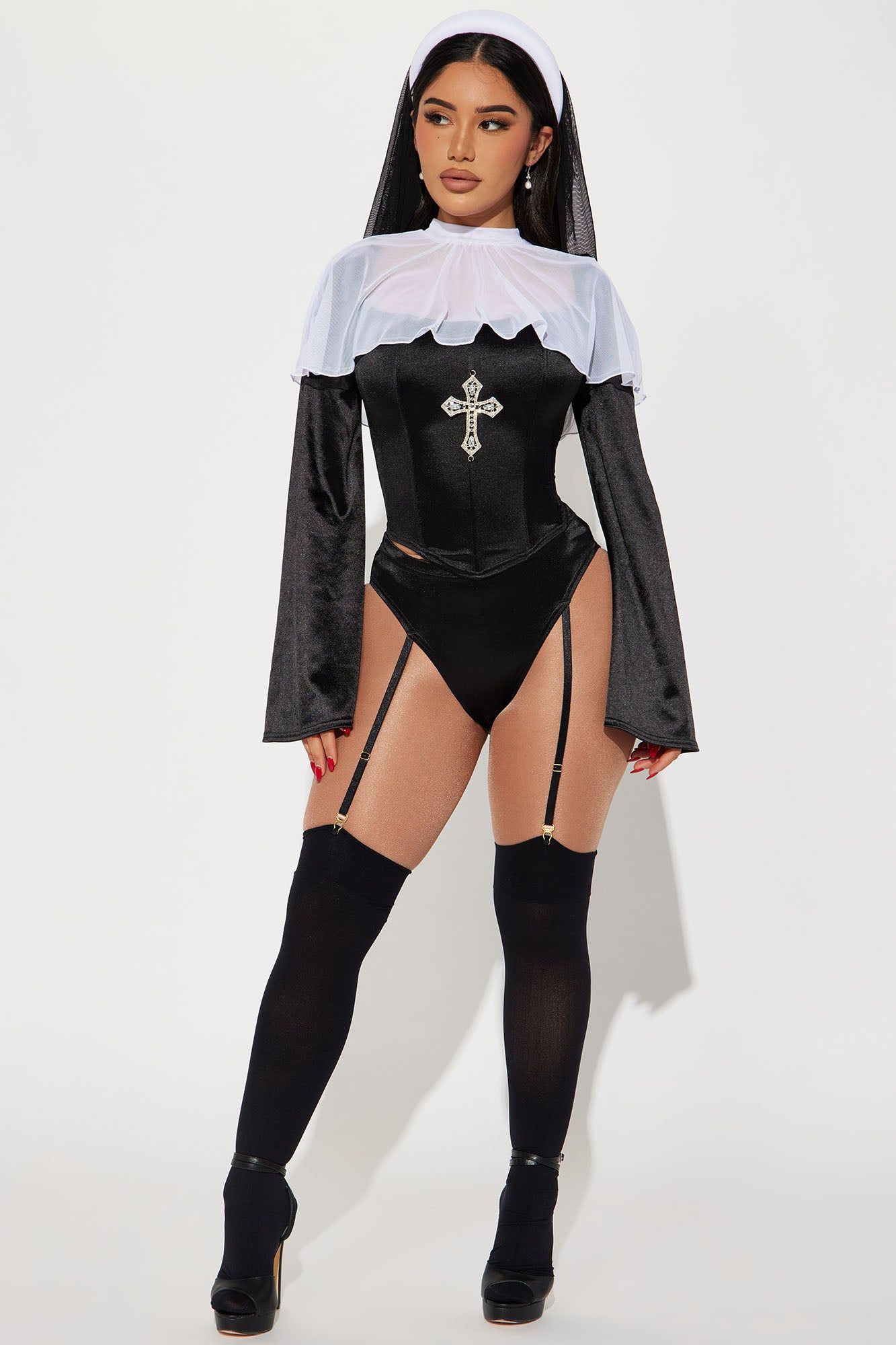 Sister Sin Nun 4 Piece Costume Set - Black/White sold by Fashion Nova