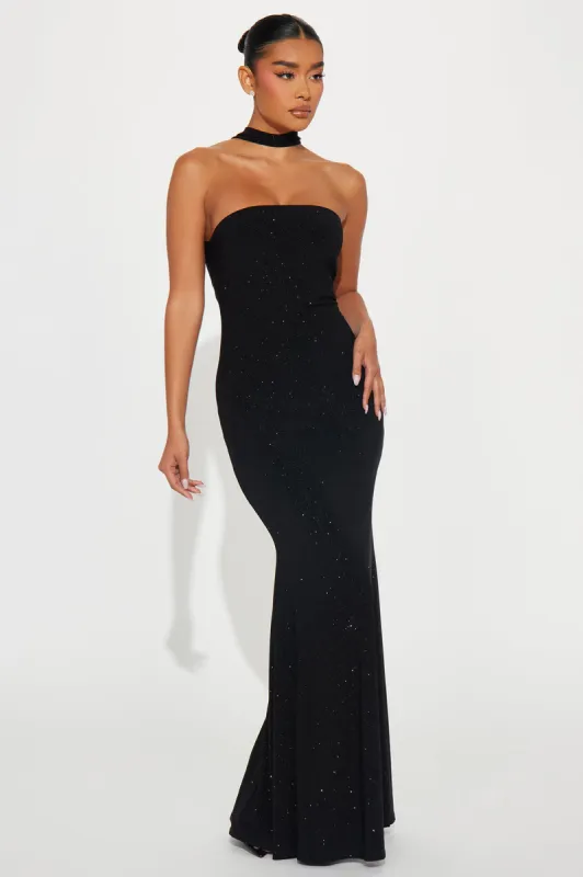 Maylee Glitter Maxi Dress - Black sold by Fashion Nova