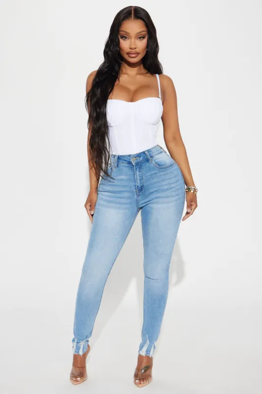 Hearing You Out Stretch Skinny Jeans - Medium Wash sold by Fashion Nova