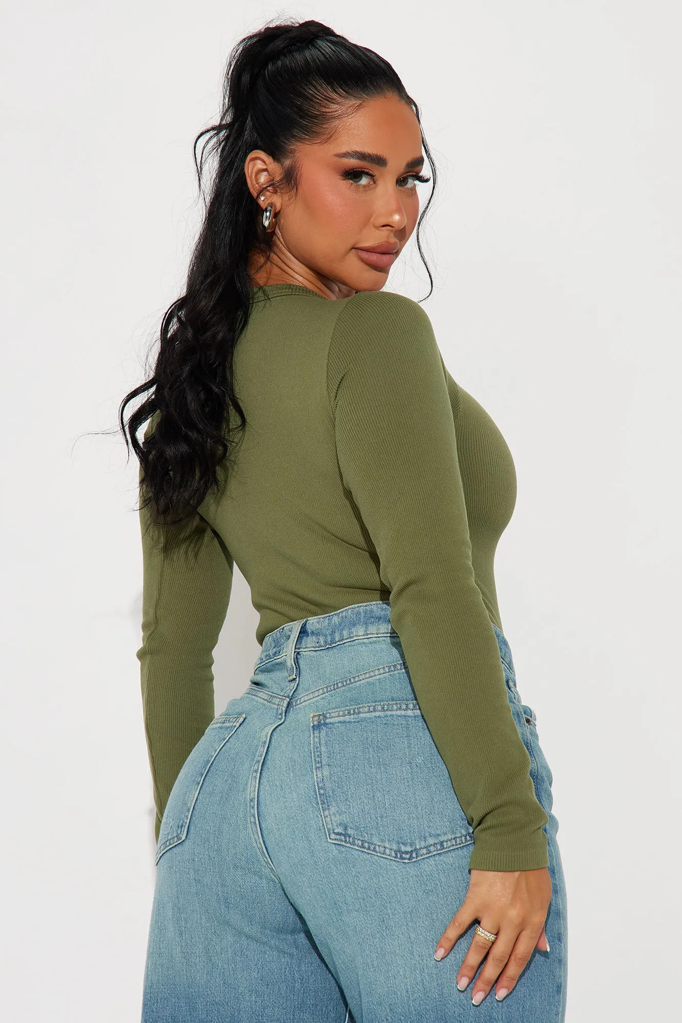 Serena Seamless Bodysuit - Olive sold by Fashion Nova product image thumbnail 5