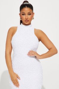 Zoey Feathered Sequin Gown - White sold by Fashion Nova