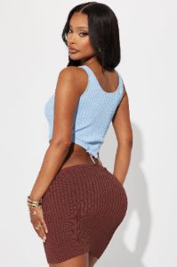 Julia Knit Mini Dress - Brown/combo sold by Fashion Nova
