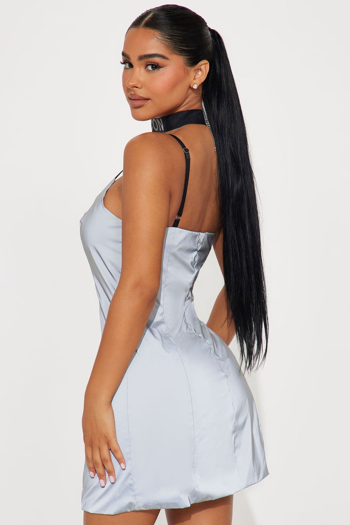 Iconic Reflective Mini Dress Set - Silver sold by Fashion Nova product image thumbnail 4