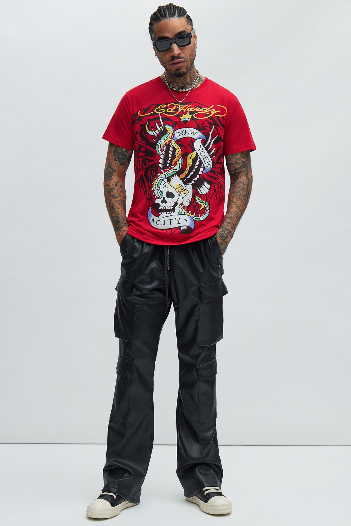 Ed Hardy Tiger/ NYC Eagle Short Sleeve Tee - Red sold by Fashion Nova product image thumbnail 3