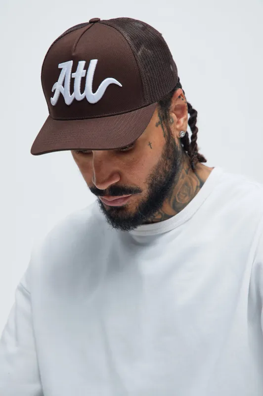 Atlanta Twill Trucker Hat - Dark Brown sold by Fashion Nova