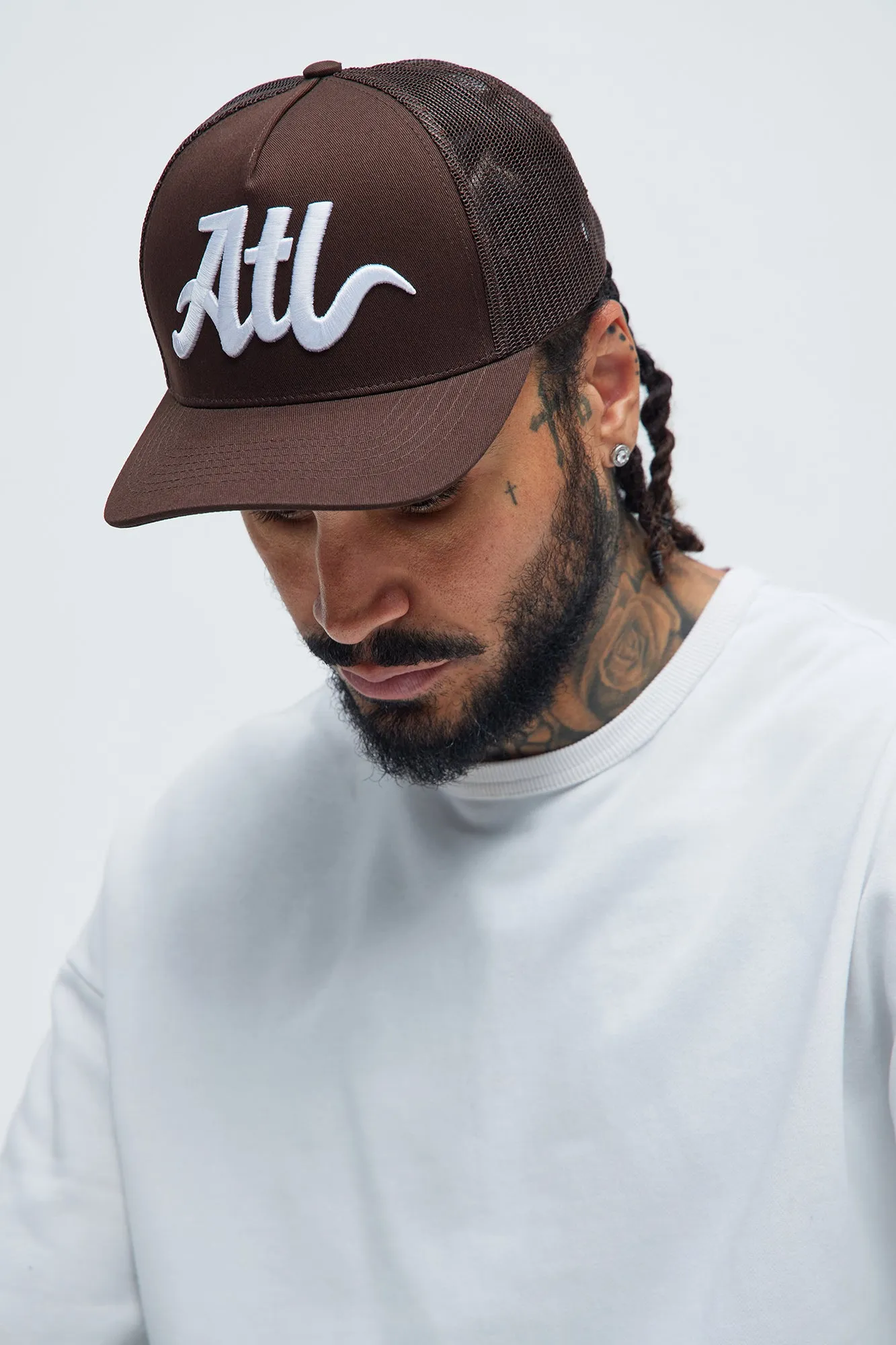 Atlanta Twill Trucker Hat - Dark Brown sold by Fashion Nova