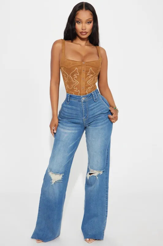 Doubling Down Ripped Flare Jeans - Medium Wash sold by Fashion Nova