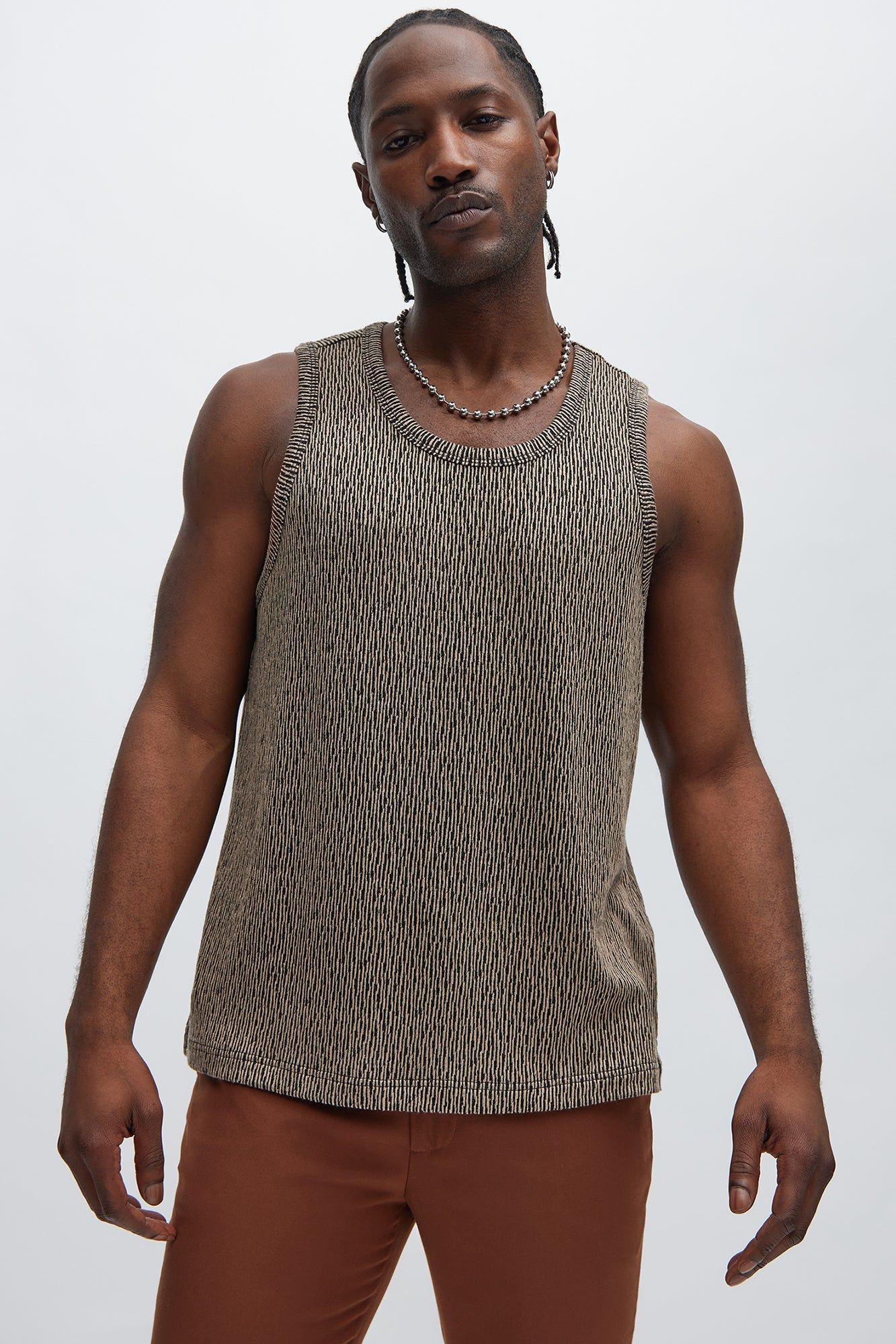 Leon Textured Tank - Taupe/combo sold by Fashion Nova