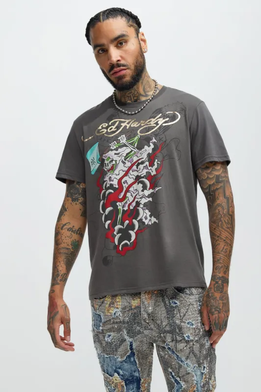 Ed Hardy Reaper Short Sleeve Tee - Charcoal sold by Fashion Nova