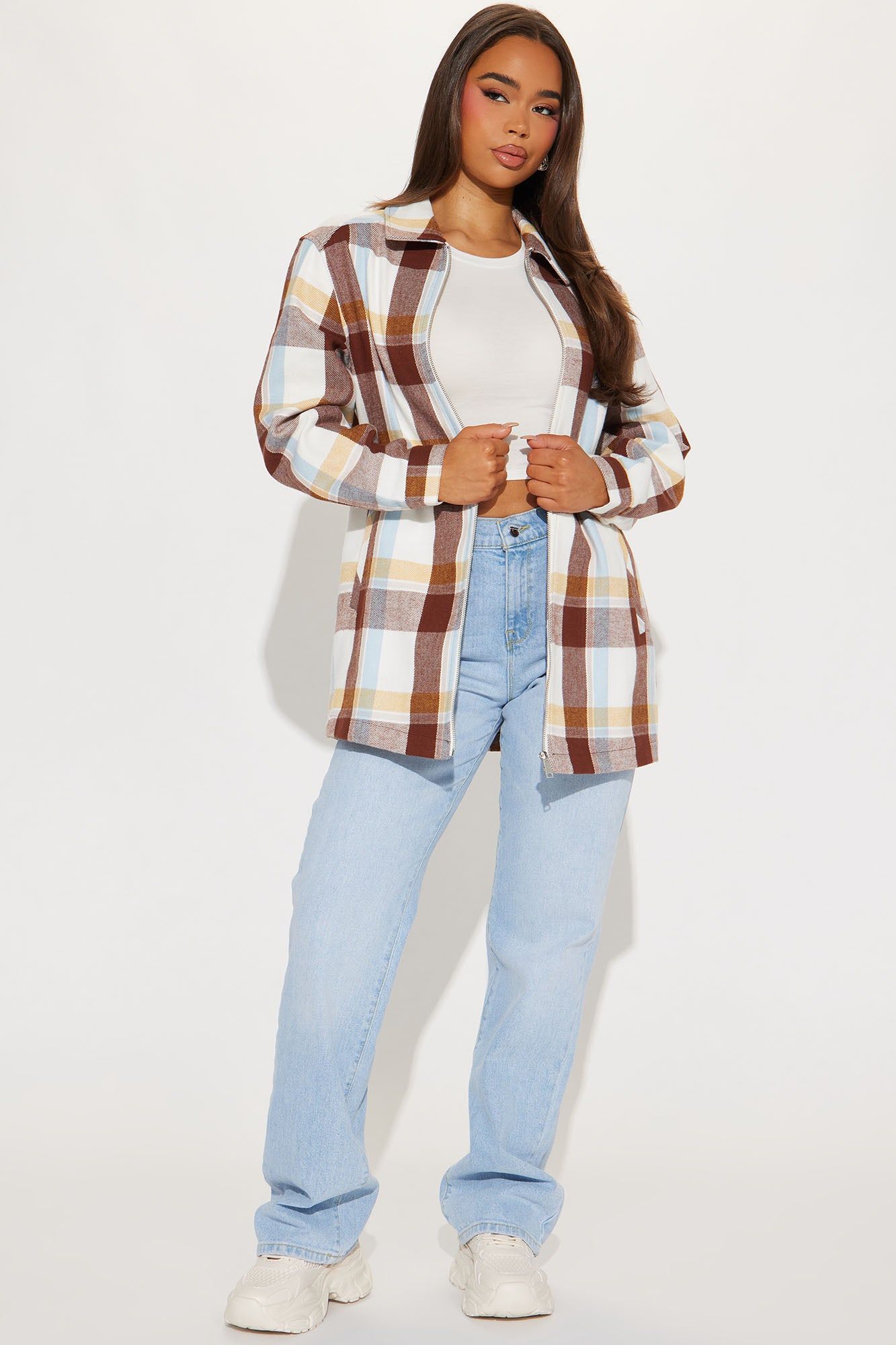 Check Mate Plaid Shacket - Brown Combo sold by Fashion Nova product image thumbnail 2