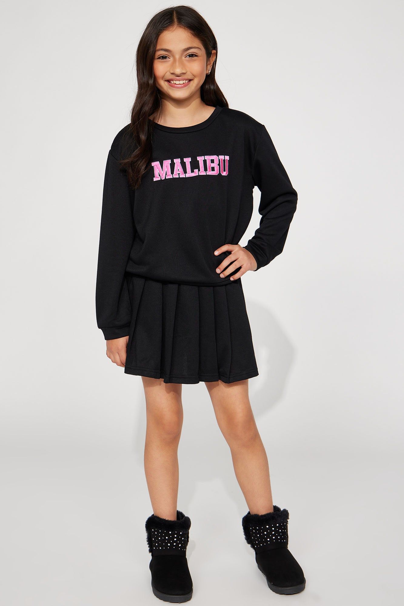 Mini Microsuede Faux Fur Rhinestone Cozy Boots - Black sold by Fashion Nova product image thumbnail 3