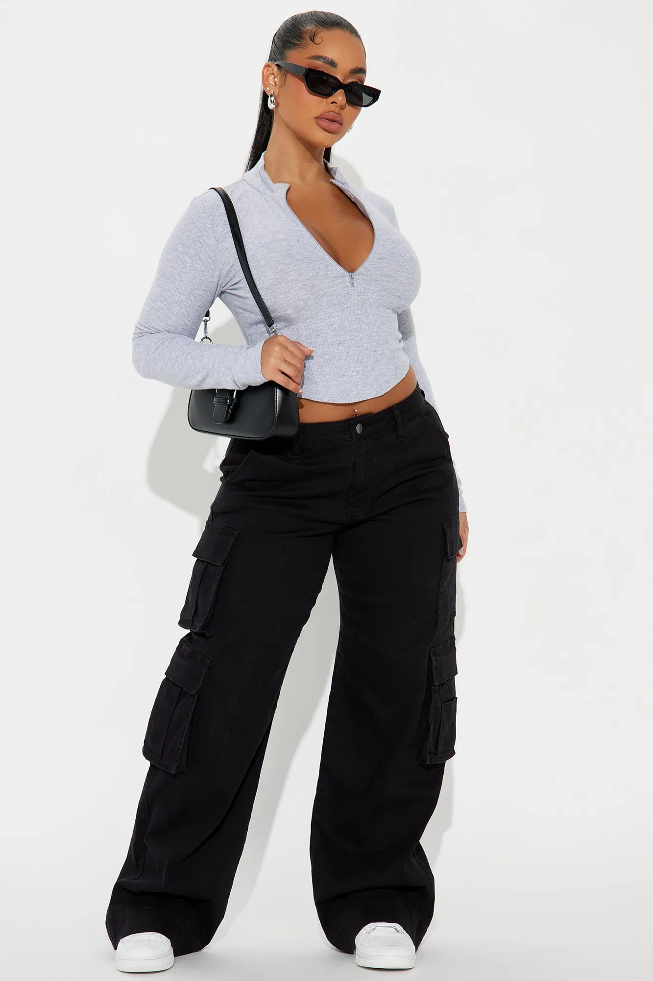 Heather Zip Down Top - Heathered Grey sold by Fashion Nova product image thumbnail 2