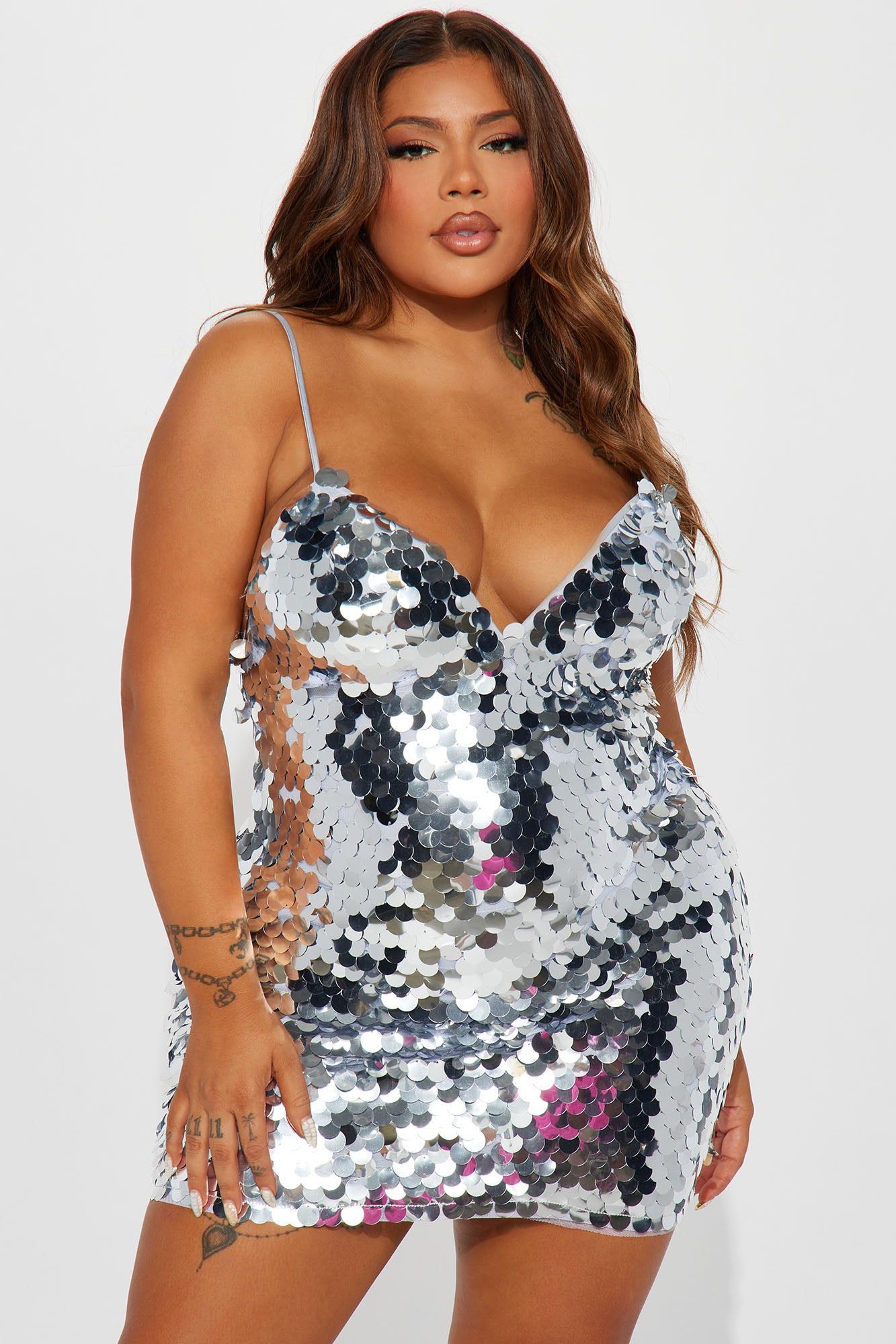 Mollie Sequin Mini Dress - Silver sold by Fashion Nova product image thumbnail 4