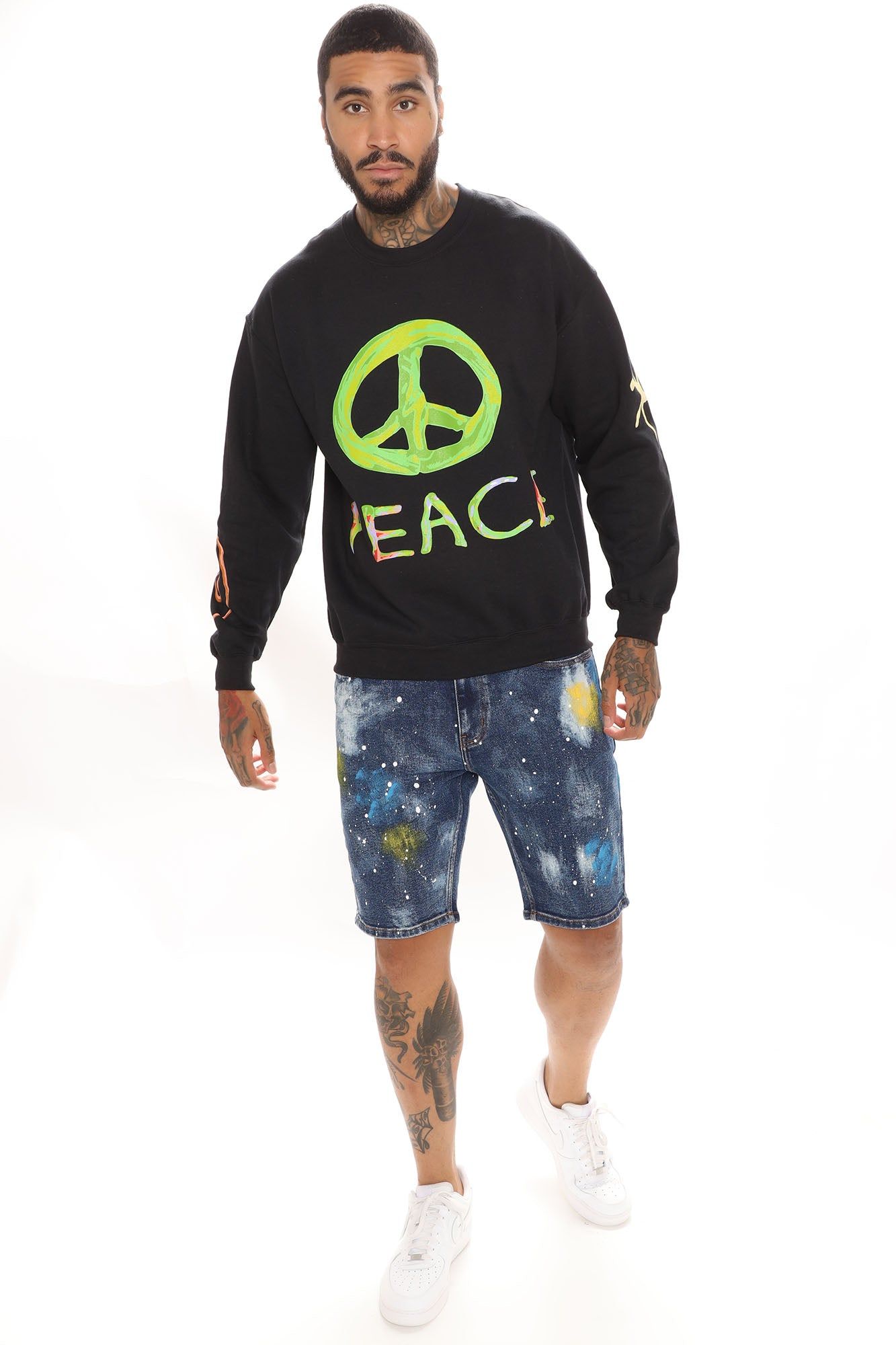 Paint Splattered Denim Shorts - Medium Wash sold by Fashion Nova product image thumbnail 3