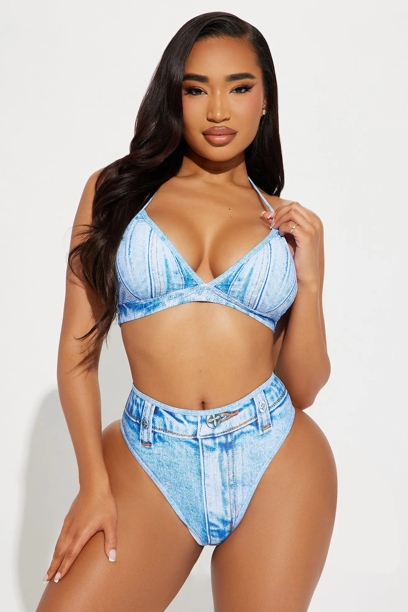Dasha Denim Print 2 Piece Bikini - Denim sold by Fashion Nova