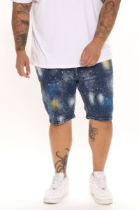 Paint Splattered Denim Shorts - Medium Wash sold by Fashion Nova