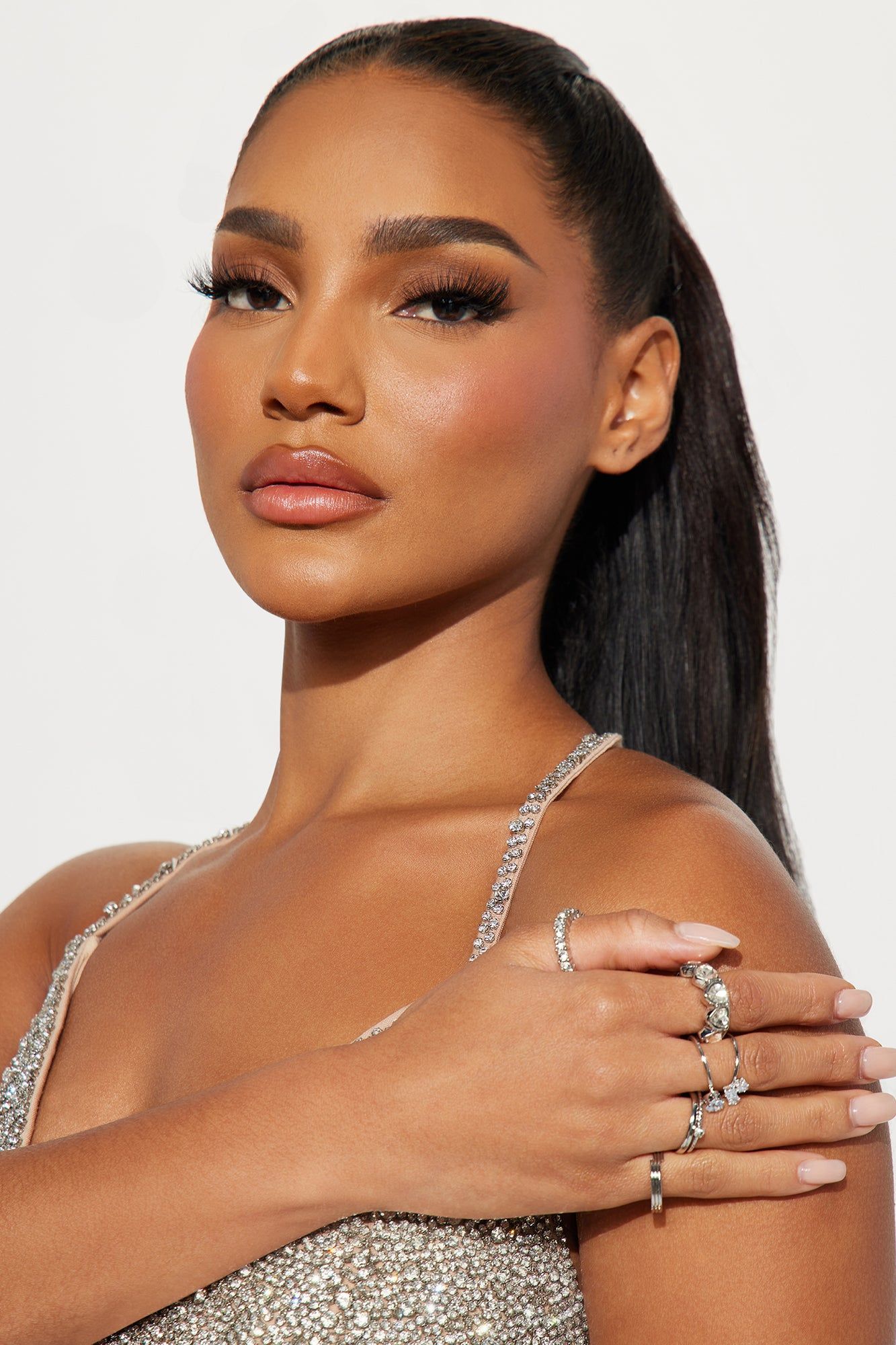 Diamond Hearts 7 Piece Ring Set - Clear/Silver sold by Fashion Nova product image thumbnail 2