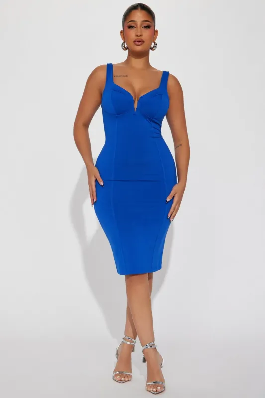 Jaime Brush Jersey Midi Dress - Royal sold by Fashion Nova