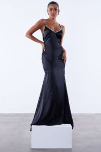 Helena Satin Gown - Black sold by Fashion Nova