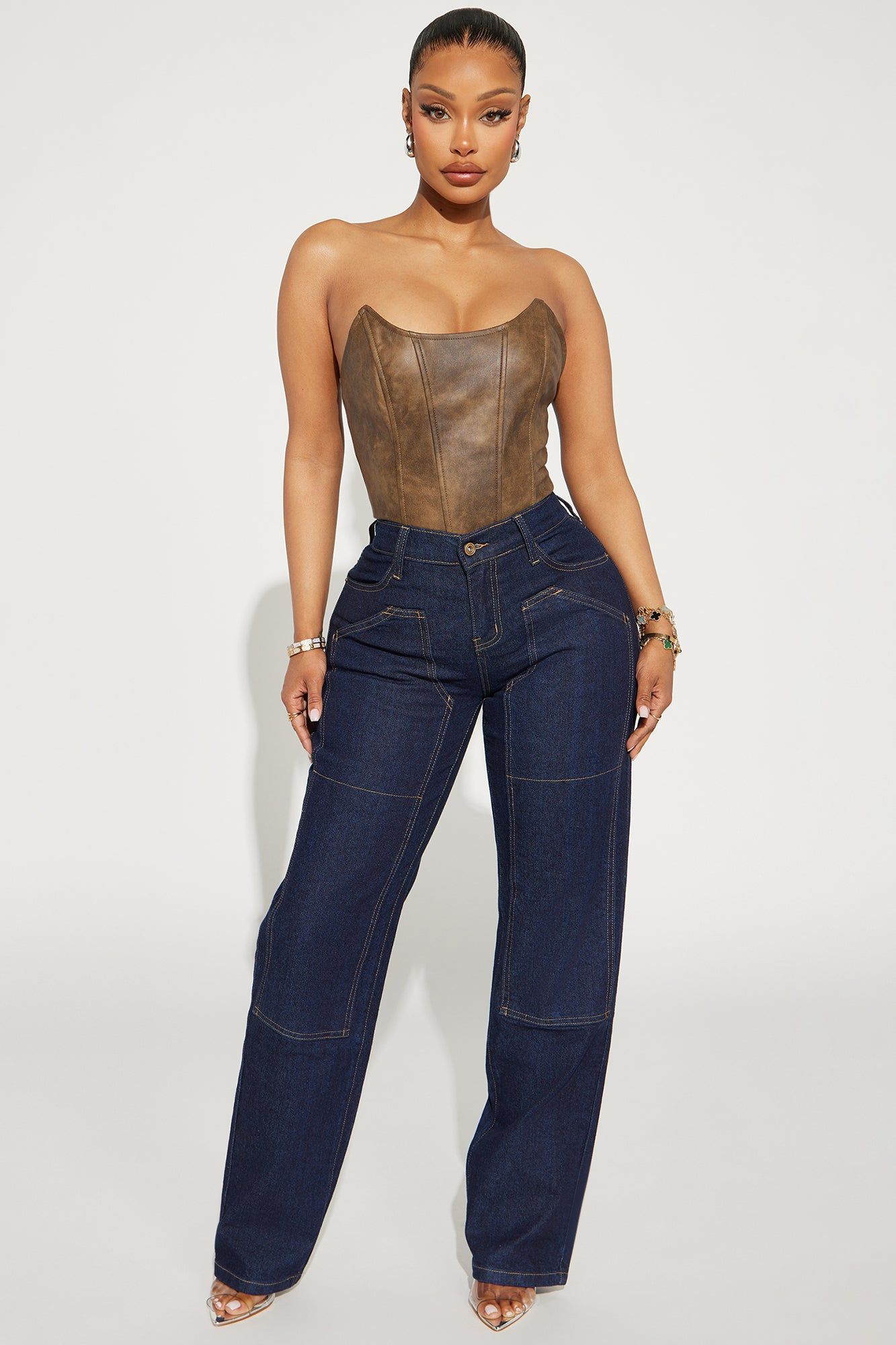 Top Shelf Baggy Straight Leg Jeans - Dark Wash sold by Fashion Nova