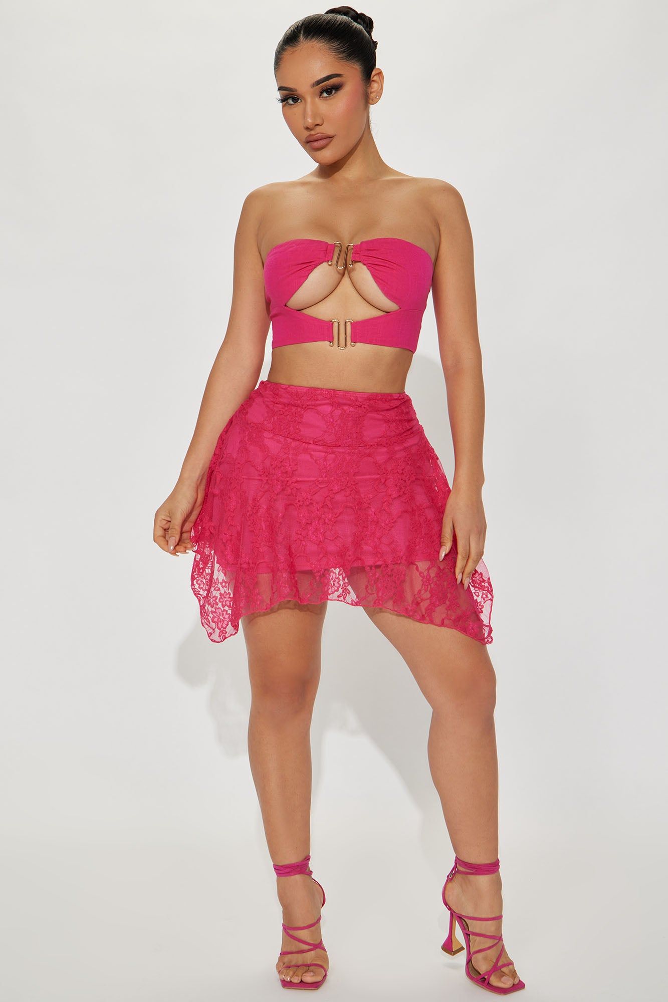 Full Of Charm Lace Mini Skirt - Fuchsia sold by Fashion Nova
