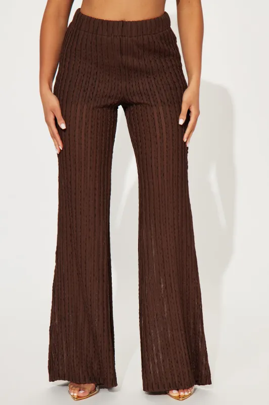 Call Me Later Textured Flare Pant - Brown sold by Fashion Nova