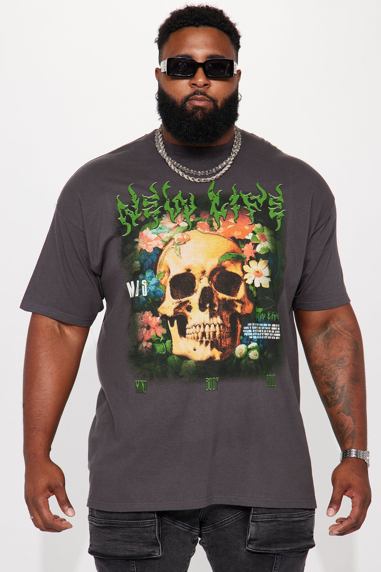 New Life New Mind Short Sleeve Tee - Charcoal sold by Fashion Nova product image thumbnail 2