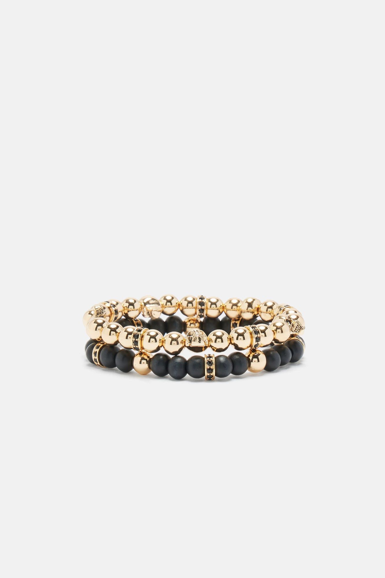 Skull Head 2 Piece Bracelet Set - Gold/Black sold by Fashion Nova product image thumbnail 2