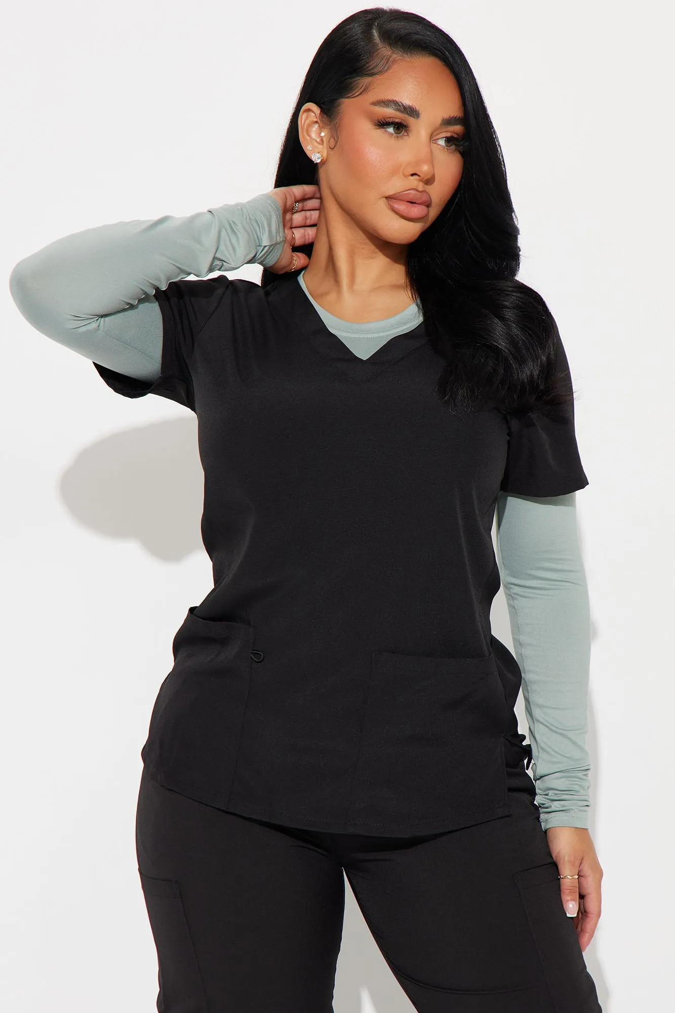 Stretch Uniform UnderScrub Shirt - Sage sold by Fashion Nova product image thumbnail 2