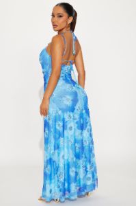 Aramaya Mesh Maxi Dress - Blue sold by Fashion Nova