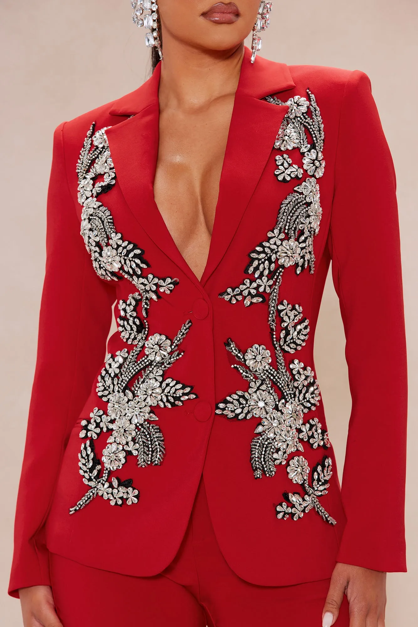 Elegant Embellished Blazer Suit Set - DarkRed sold by Fashion Nova product image thumbnail 3