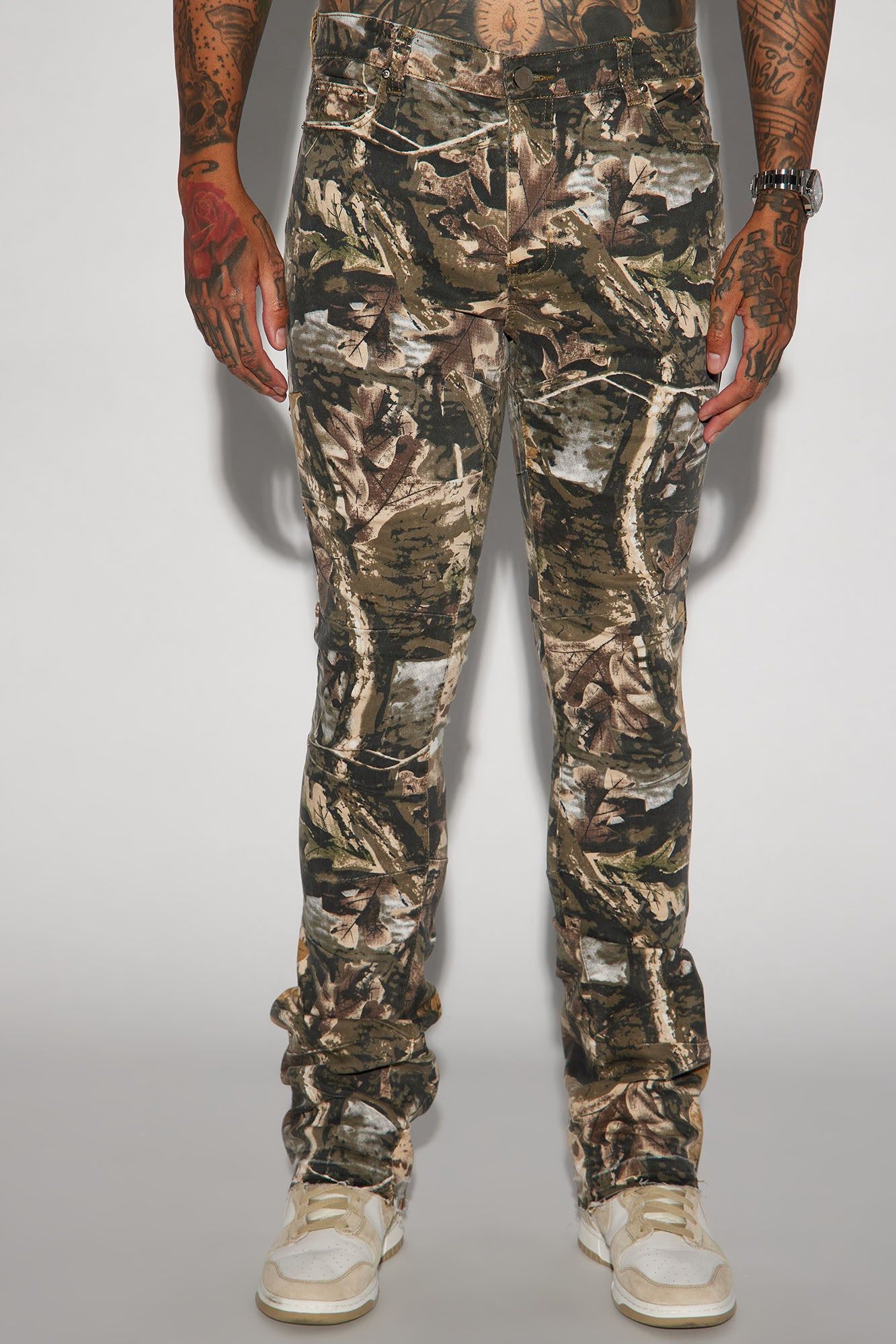 Been This Way Stacked Skinny Flare Pants - Camouflage sold by Fashion Nova product image thumbnail 4