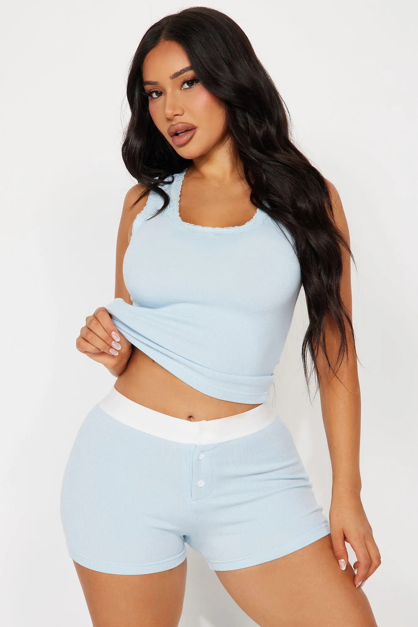 Ready For A Nap Ribbed PJ Boxer Short Set - Light Blue sold by Fashion Nova product image thumbnail 2