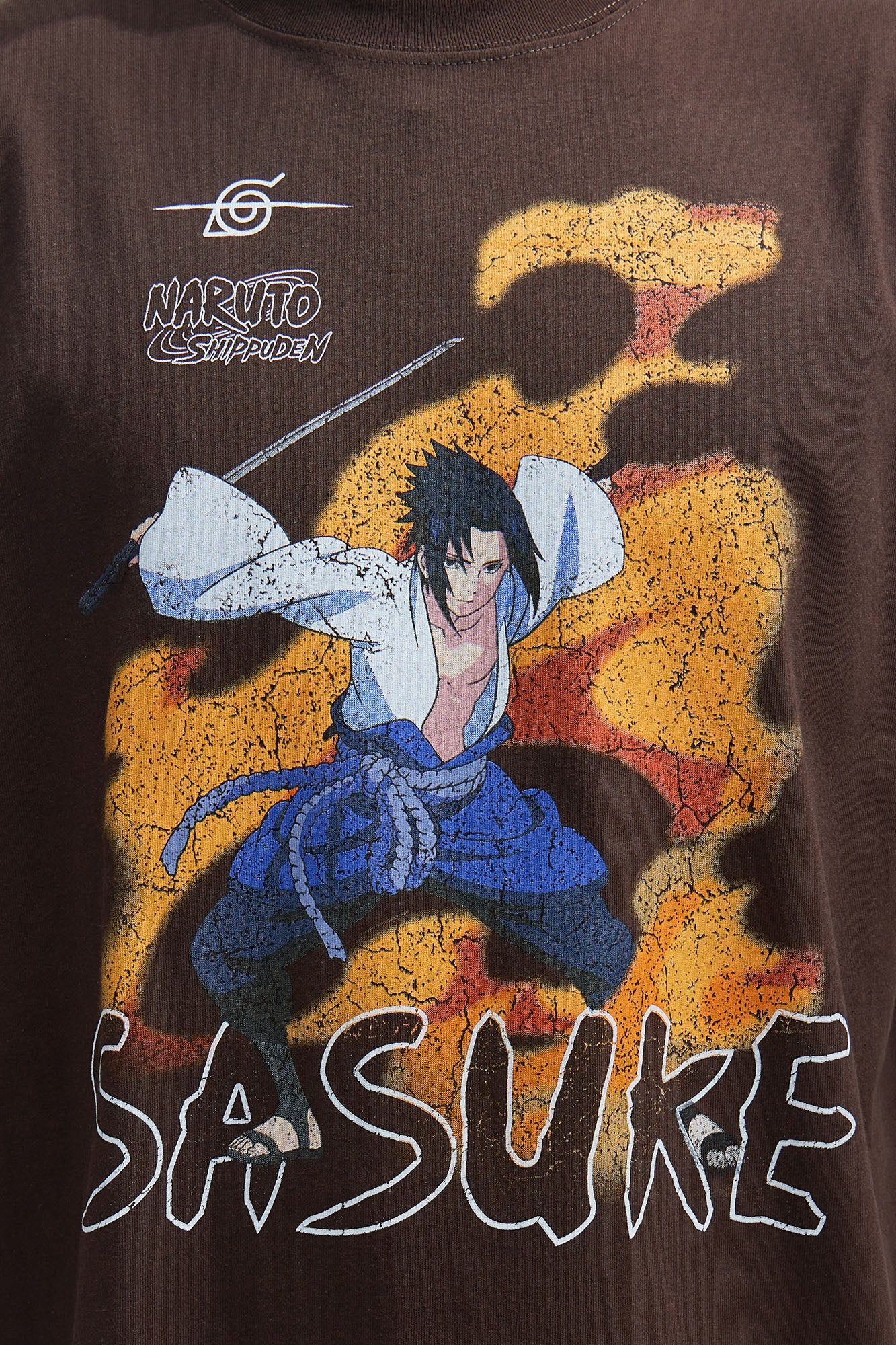 Naruto Sasuke Flames Boxy Short Sleeve Tee - Brown sold by Fashion Nova product image thumbnail 3