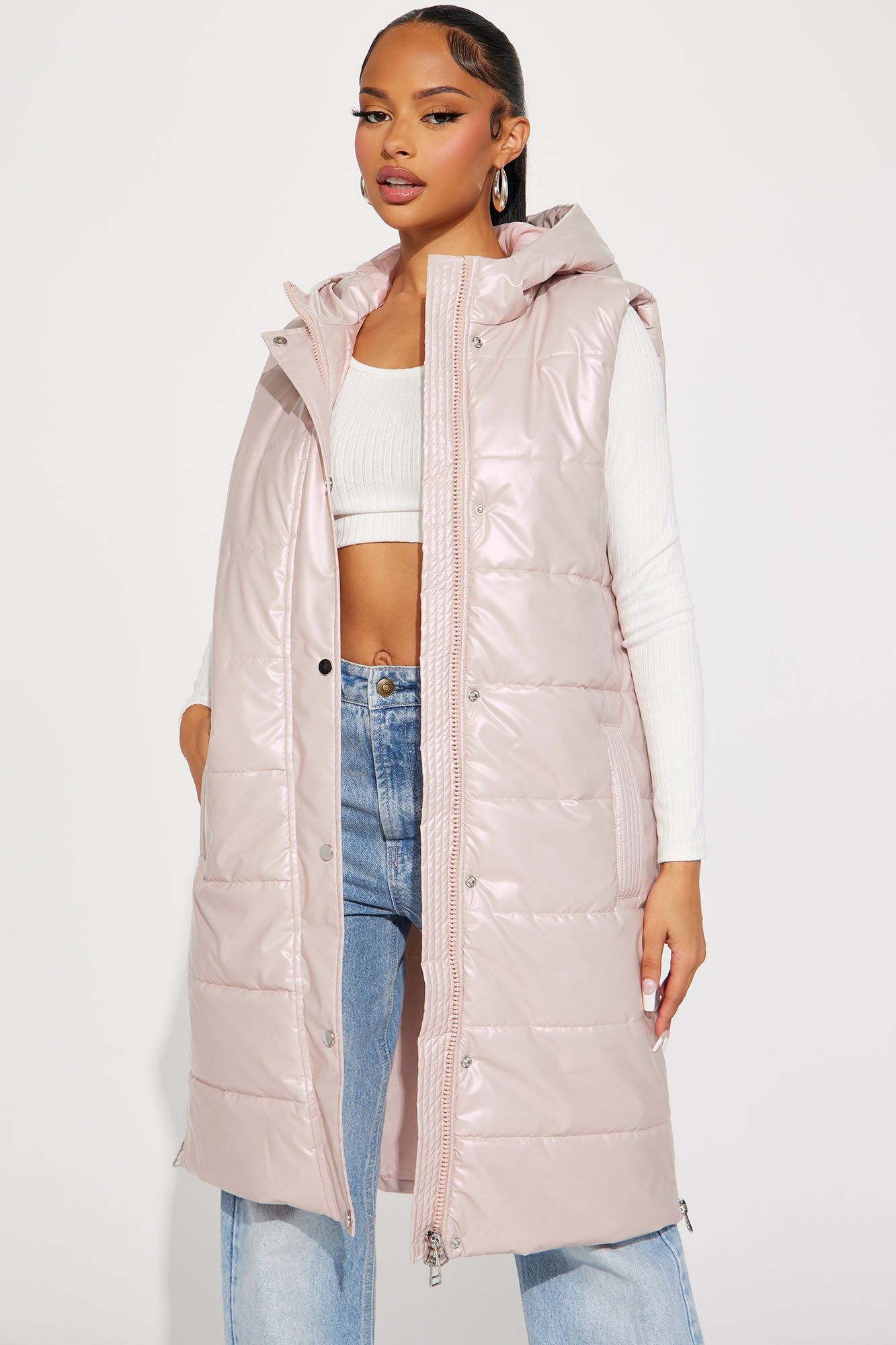 Diamond Girl Faux Leather Puffer Vest - Pink sold by Fashion Nova product image thumbnail 2