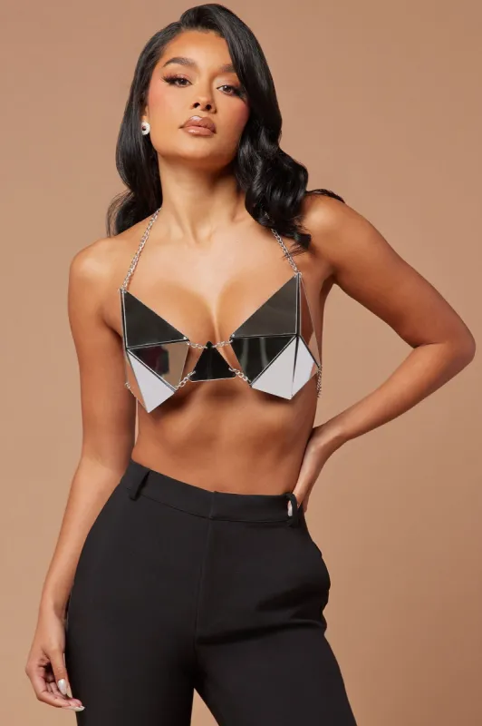 Trista Mirror Bralette - Silver sold by Fashion Nova