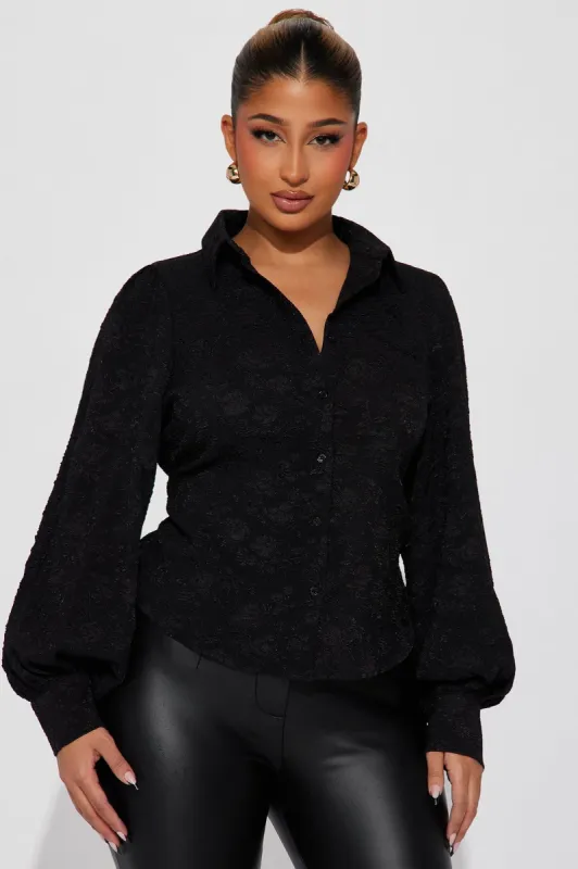 Marie Jacquard Shirt  - Black sold by Fashion Nova