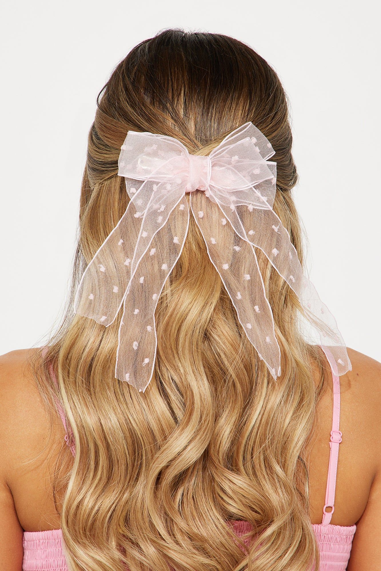 Bow-Ka Dot Hair Bow - Pink sold by Fashion Nova