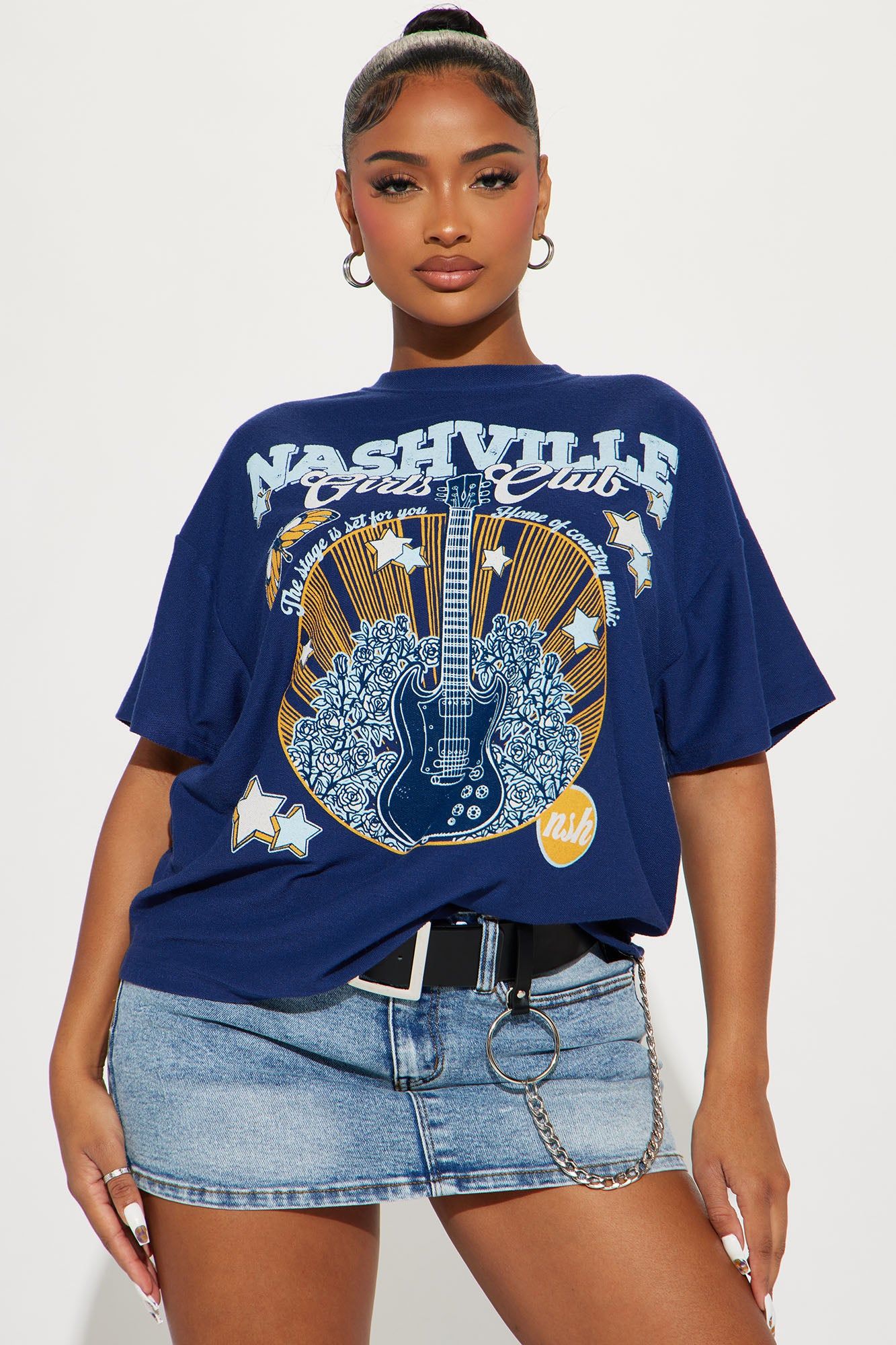 Nashville Girls Club Tee - Blue sold by Fashion Nova